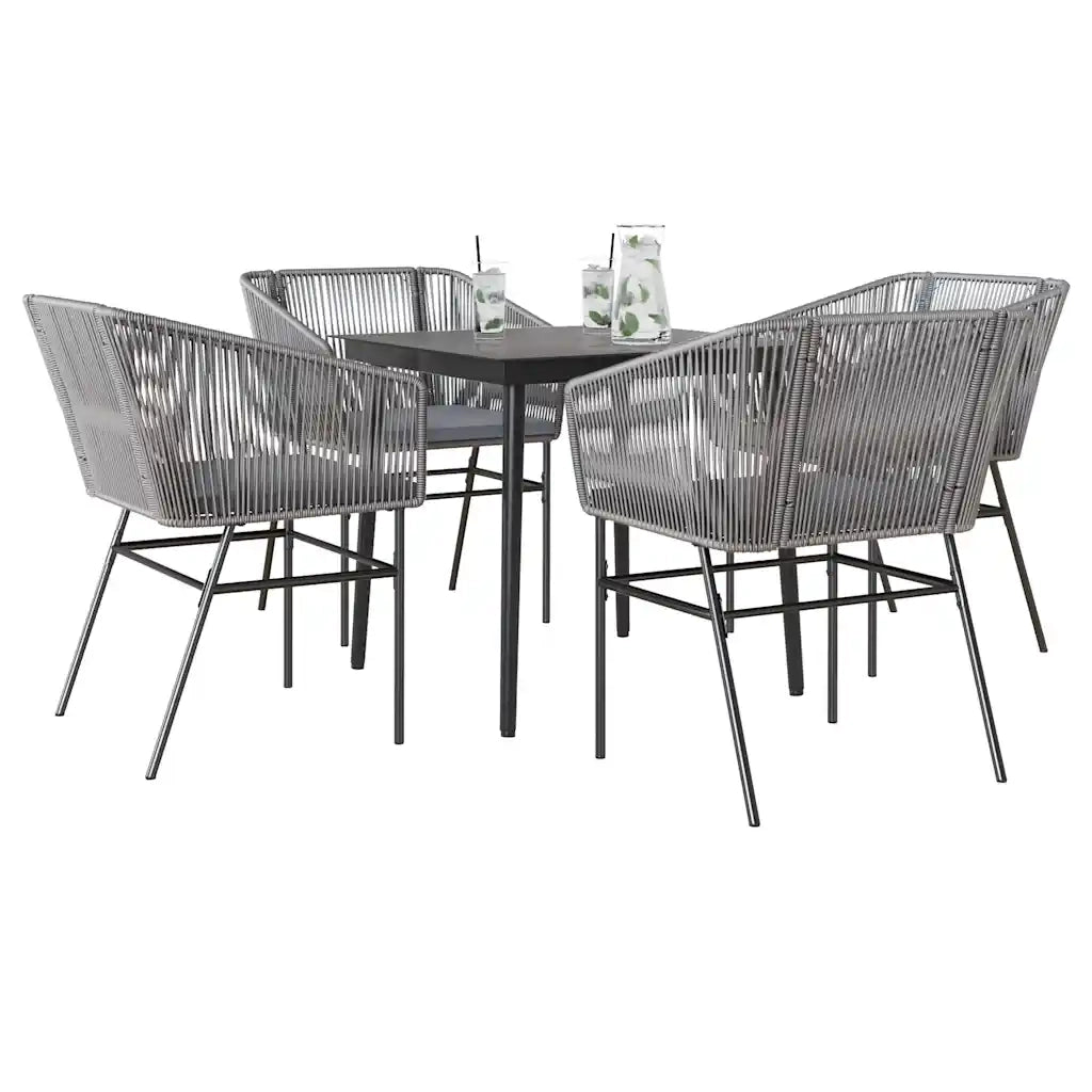 Set da Pranzo da Giardino 5 pz con Cuscini Polyrattan Vetro 3334528