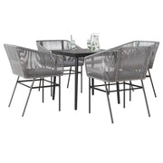 Set da Pranzo da Giardino 5 pz con Cuscini Polyrattan Vetro 3334528