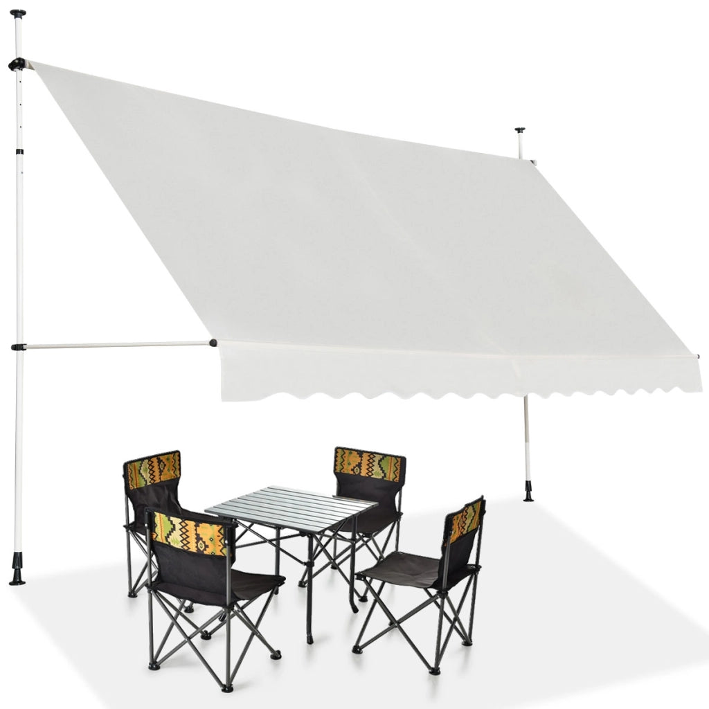 Tenda da sole telescopica e retrattile, Tenda parasole resistente ai raggi UV impermeabile 395 x 120 cm Beige-Tende parasole
