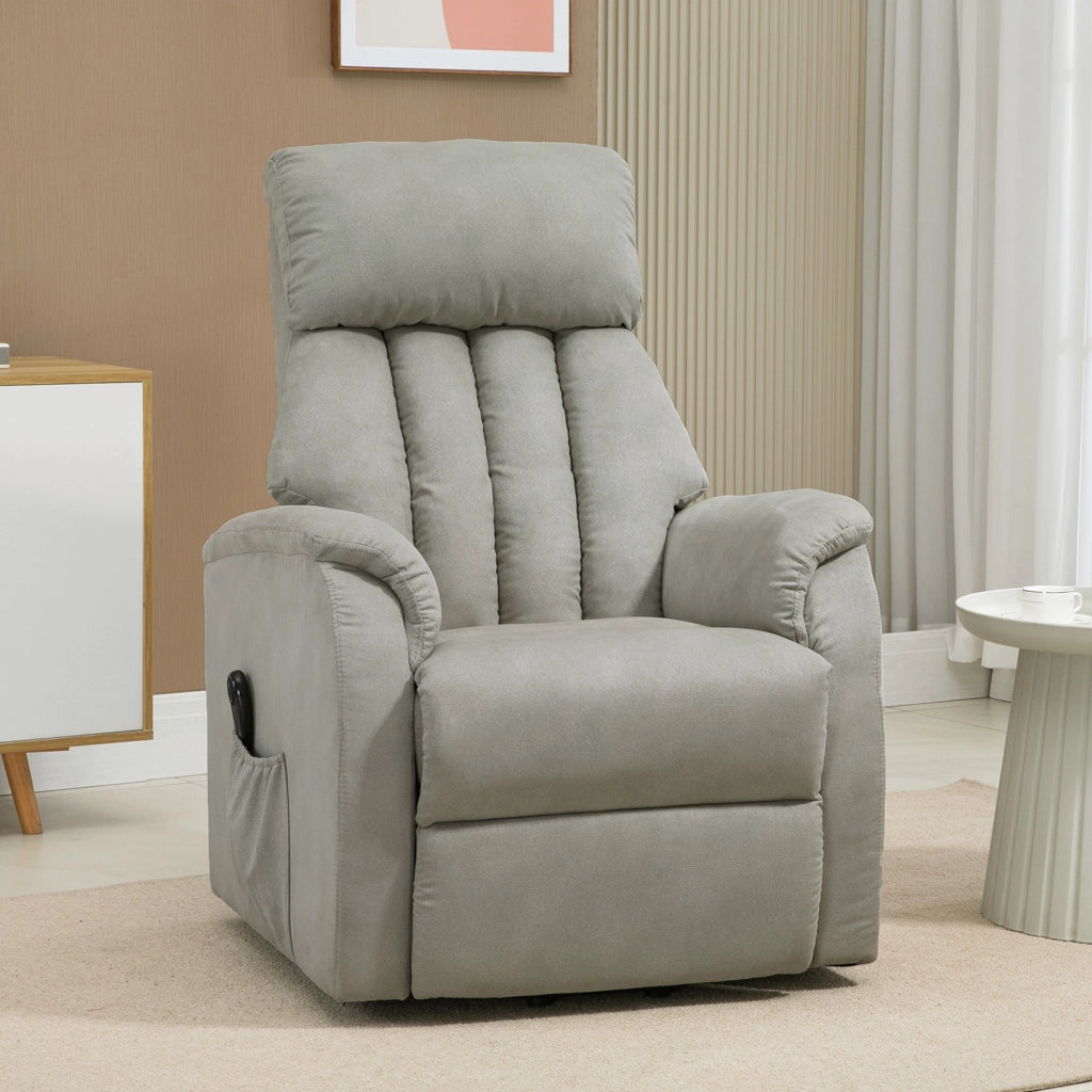 Poltrona Alzapersona Reclinabile 150¡ã max con Telecomando e Poggiapiedi, 75x93x110 cm, Grigio