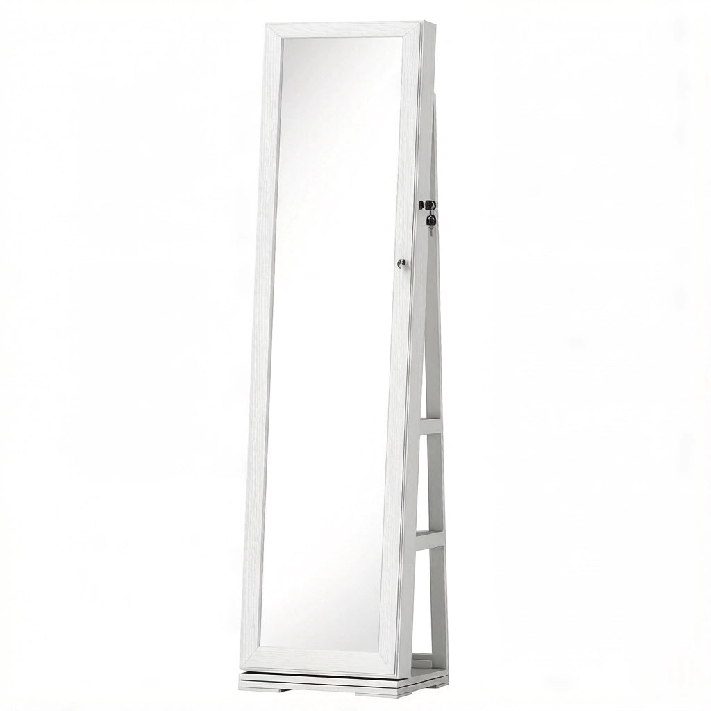 SPECCHIO Portagioie girevole 38x38x160 cm MDF Bianco con serratura