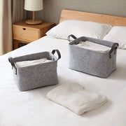 Contenitore di archiviazione con due maniglie, cesta di velluto, contenitore di archiviazione per giocattoli, libri, riviste, abbigliamento, asciugamani, cesta di velluto con maniglie in pelle (grigio)