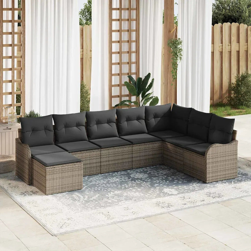 Set Divano da Giardino con cuscino 8 pcs Grigio Poly Rattan 3354488