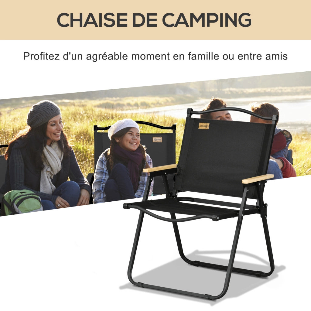 Sedia pieghevole da esterno con braccioli ¨C zephmum ¨C tessuto Oxford, struttura in acciaio, 54x59x78 cm, nero