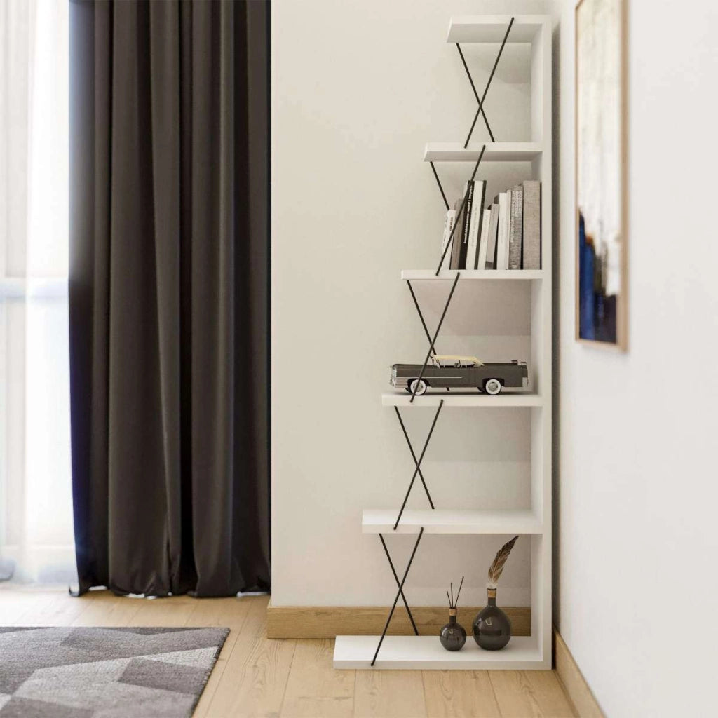 Libreria in legno "Ayder" - 50 x 22 x 150 cm - Bianco