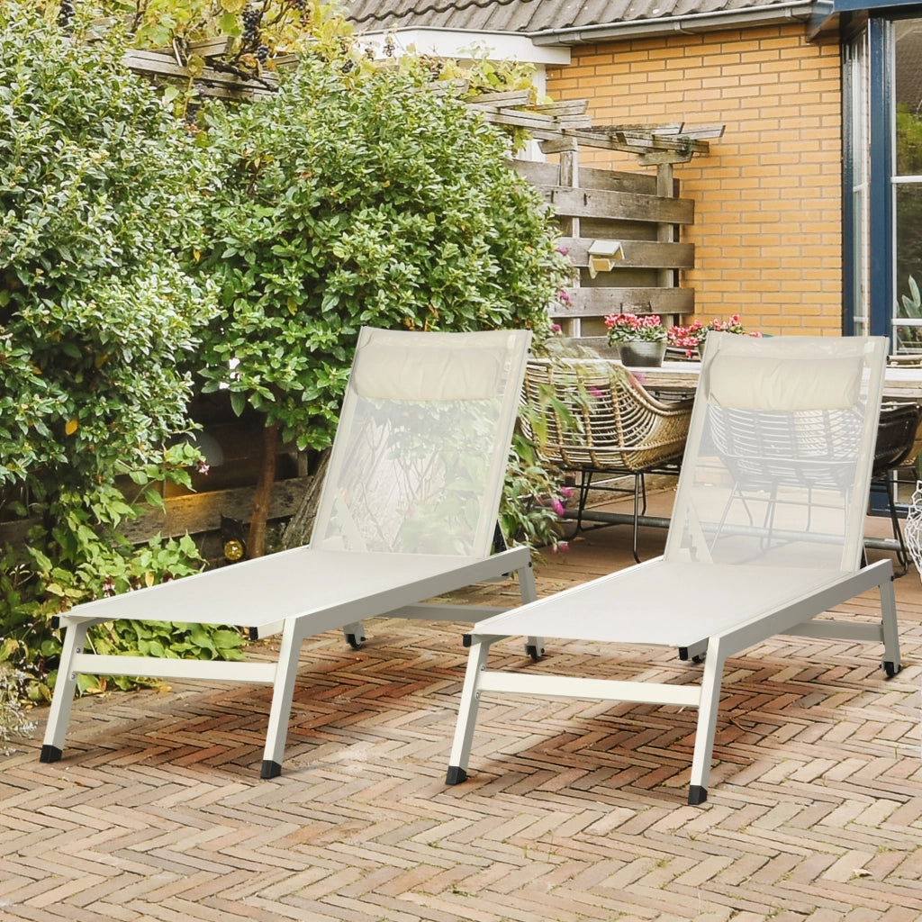 Chaise Longue Lettino ¨C zephmum ¨C Beige Poliestere Alluminio 55x195x30 cm
