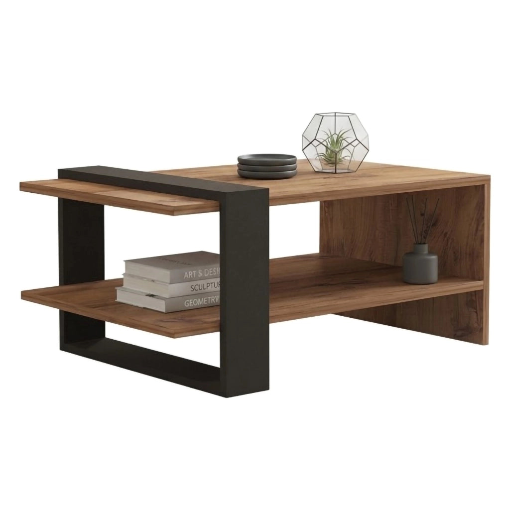 Cigliano, Tavolino da Salotto un Vano, 80x55x35h cm Marrone Rovere
