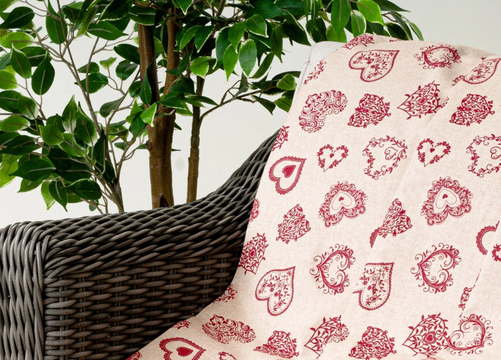Telo Arredo Granfoulard Copritutto Cotone Made Italy Vari Disegni Arredatutto Copriletto Multiuso - 2 Piazze - Cuore Rosso