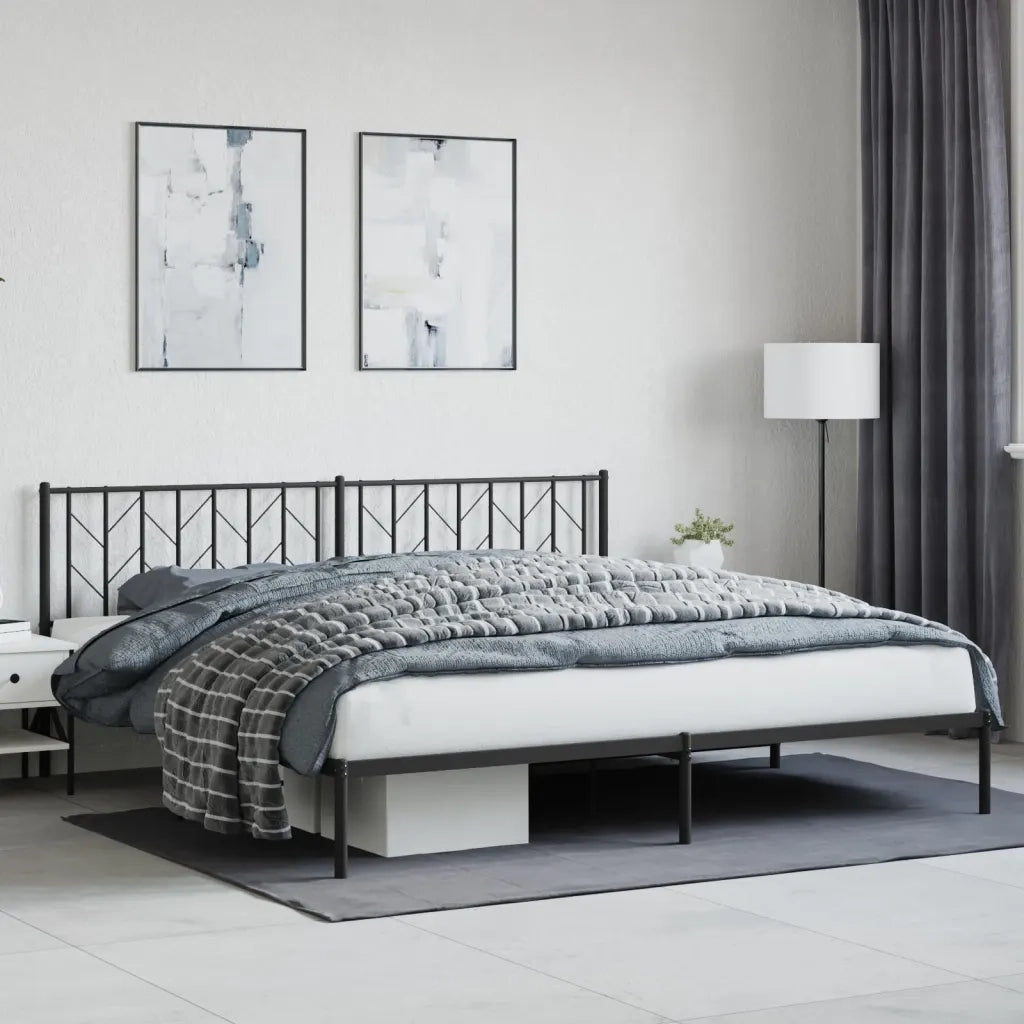 Giroletto con Testiera in Metallo Nero 200x200 cm 374444