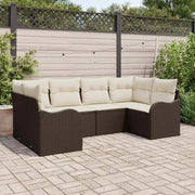 Set Divano da Giardino 6 pcs Marrone e bianco Poly Rattan 3354507