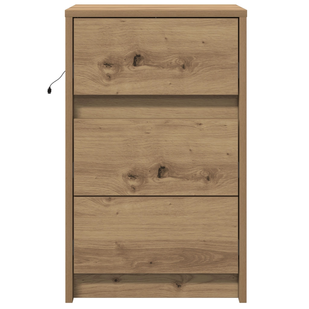 Comodino con luci LED Rovere Artisanale Legno ingegnerizzato