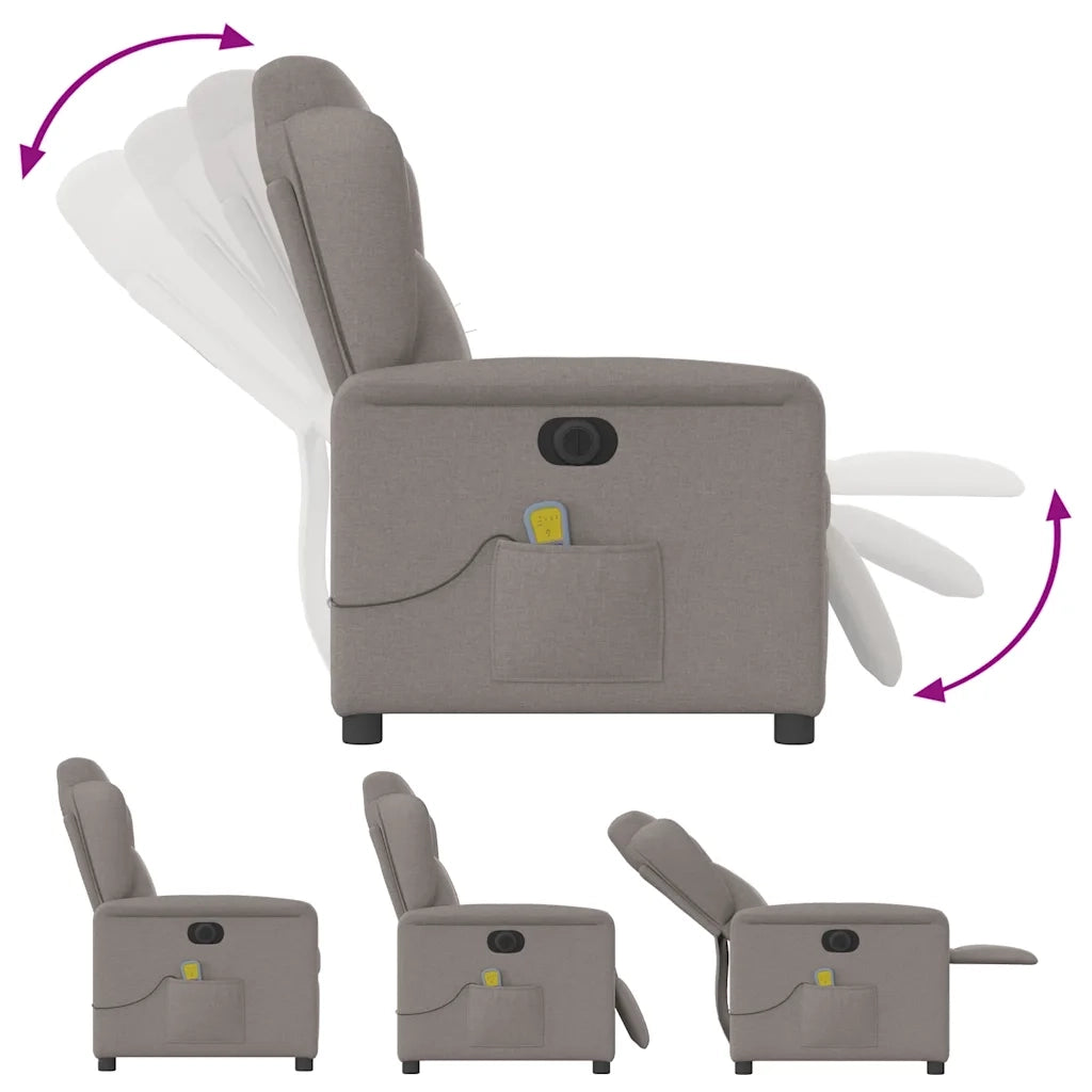 Poltrona Massaggiante | Sedia Relax Reclinabile Elettrica Tortora in Tessuto