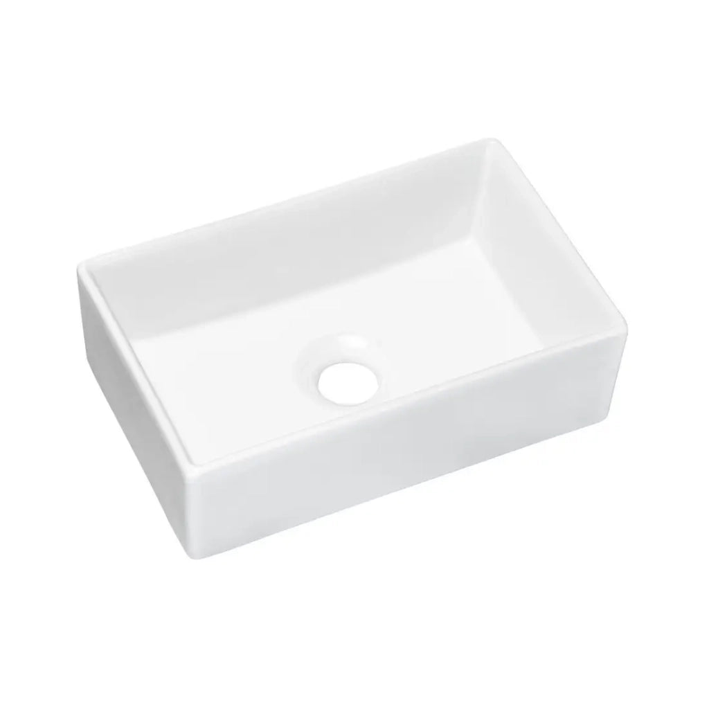 Lavabo rettangolare da appoggio 35x22 cm in ceramica bianca lucida