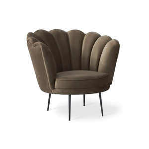 Poltrona a conchiglia Orel velluto caffè