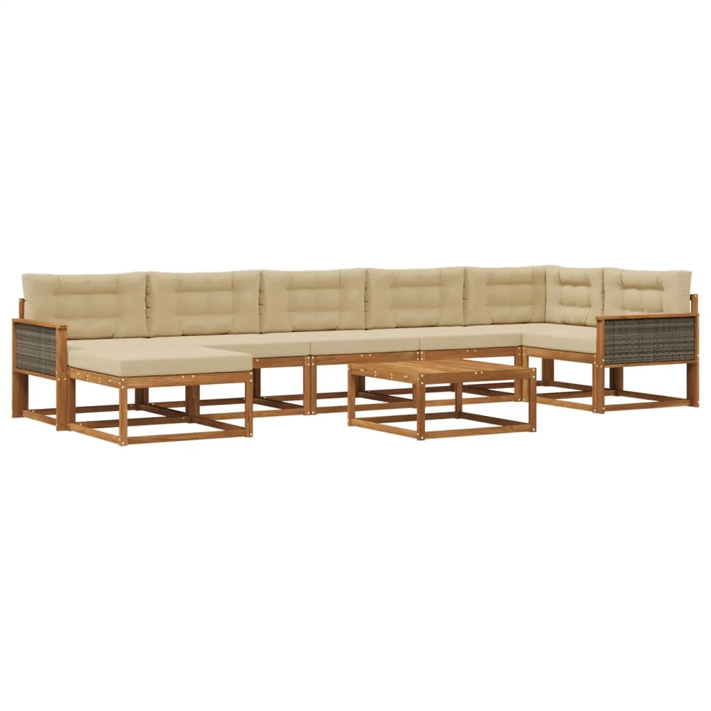 Set di divani da esterno con cuscino 8 pcs Naturale e Beige 3382761