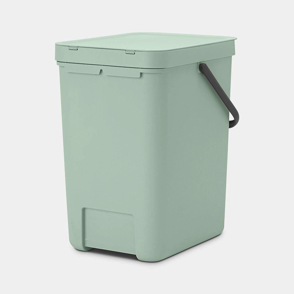 Brabantia 212765 Sort and Go Pattumiera 25L in Plastica Riciclata al 100% con Coperchio Stay Open e Maniglia di Trasporto colore Jade Green