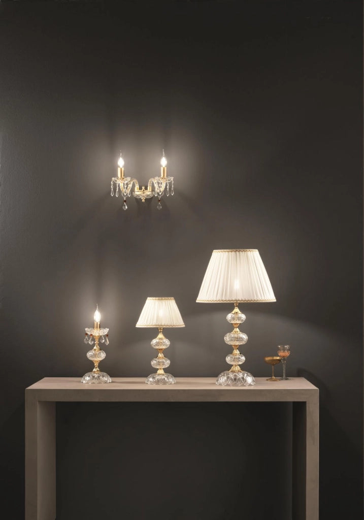 DALLAS LUME PICCOLO ORO E CRISTALLO CON PARALUME D.25CM 1 LUCE ATTACCO E14