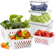 Set di contenitori alimentari 3 in 1 con coperchi, organizzatore per frigorifero, frigorifero per frutta, set di contenitori alimentari per frigorifero e frutta
