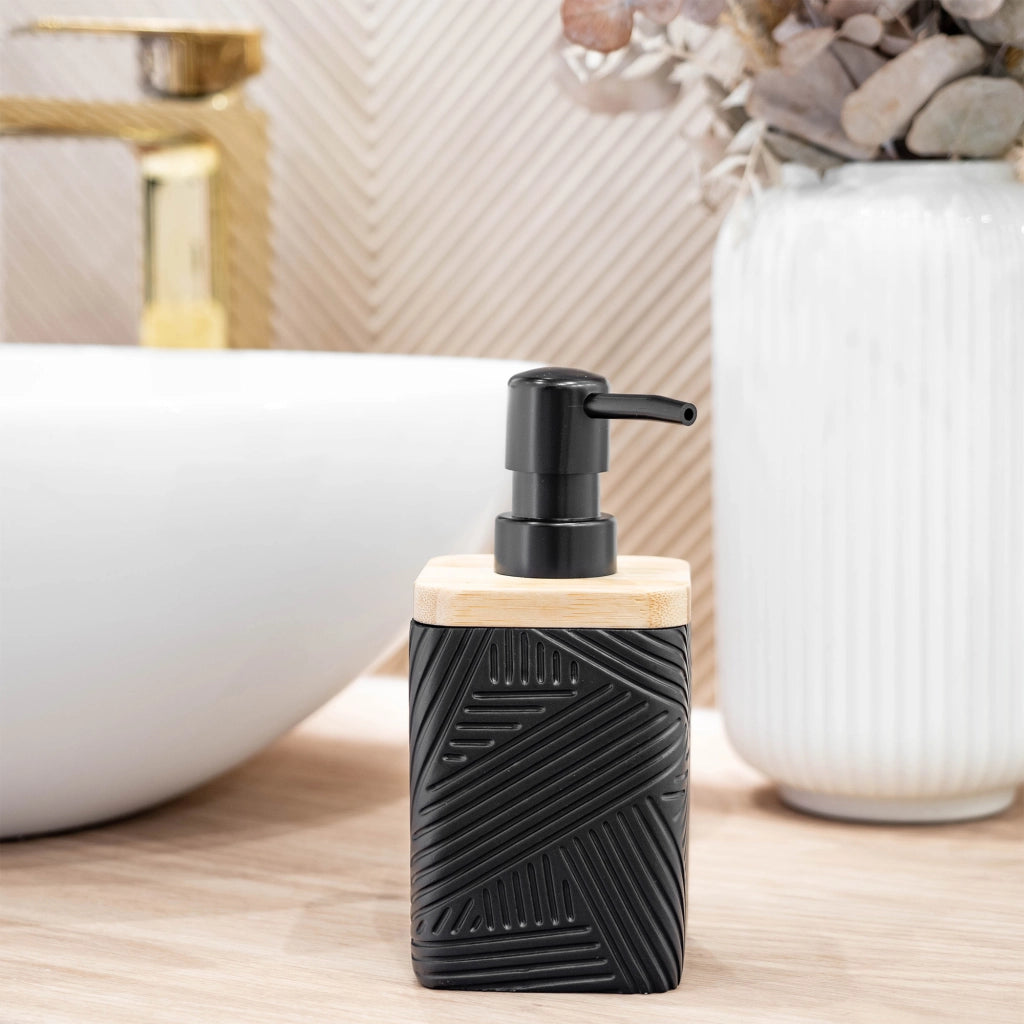 Dispenser di sapone liquido KADAX da 300 ml, nero, per bagno, con pompa.