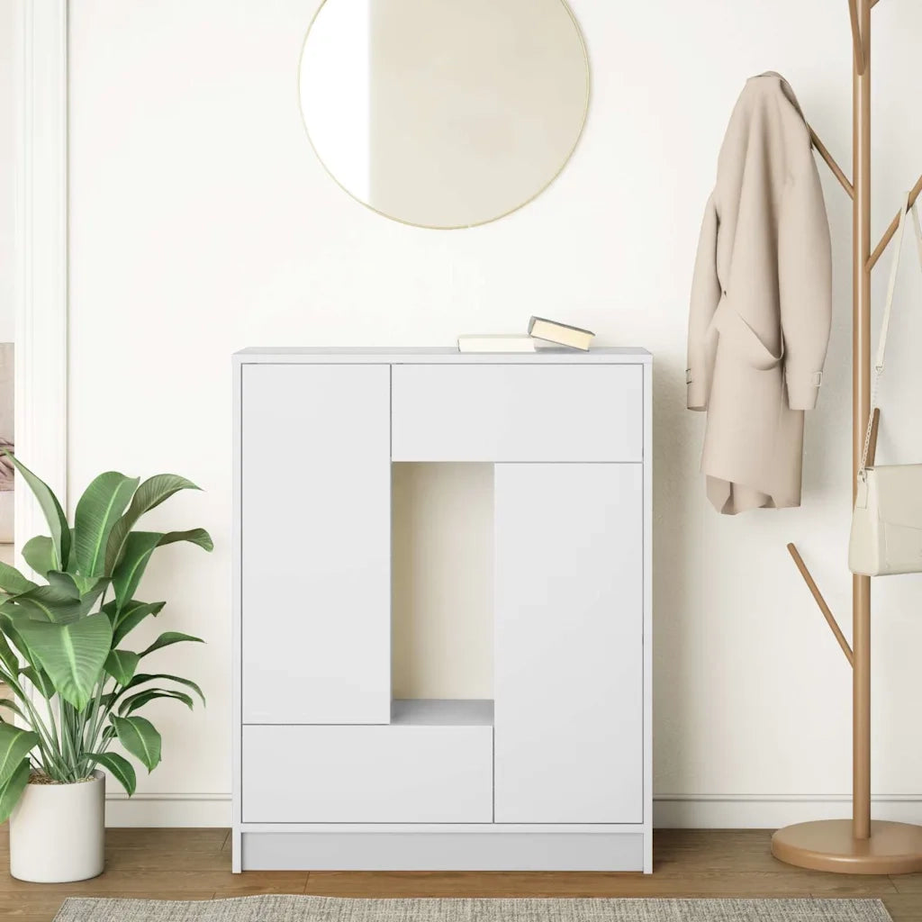 Credenza | Madia | Buffet da pranzo | Armadio da pranzo con Cassetti e Ante Bianco 73x31x90 cm