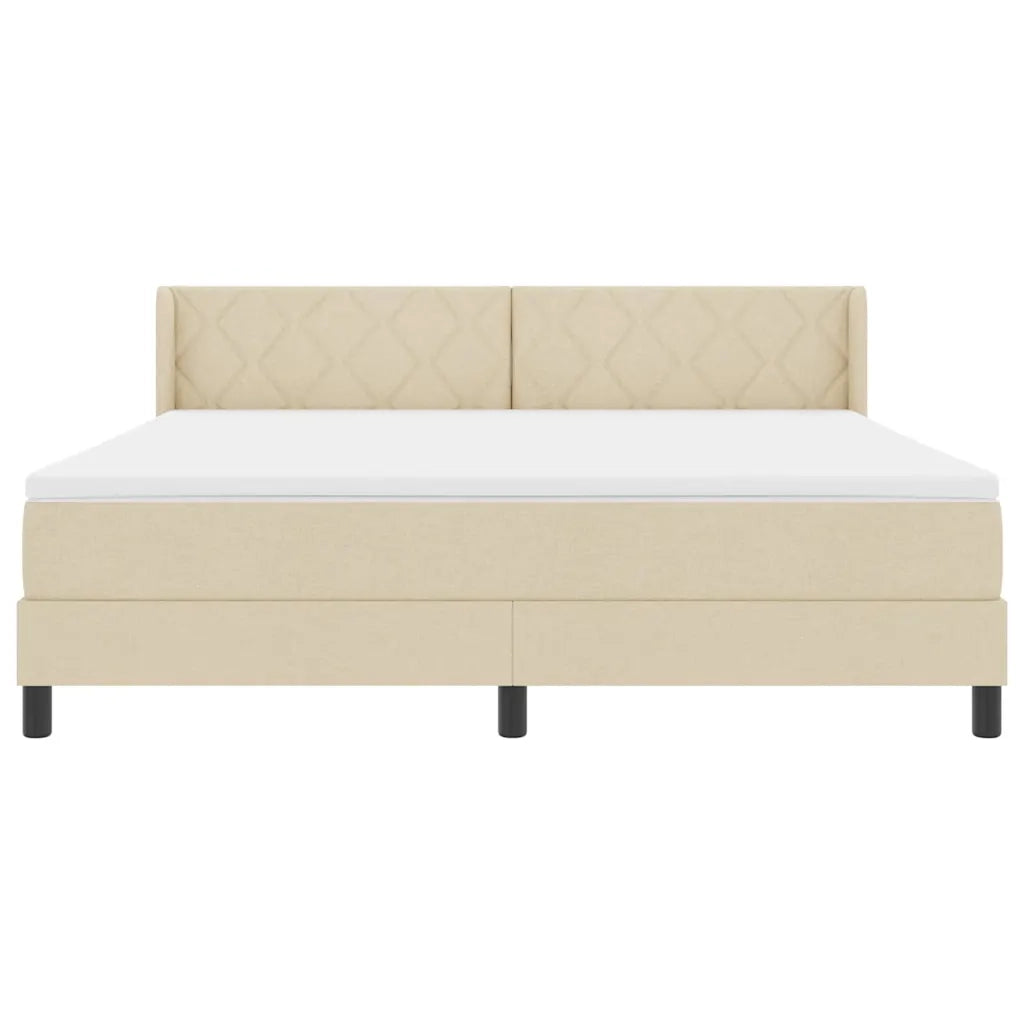 Letto a molle con testiera Crema 200 x 180 cm Tessuto 3341186