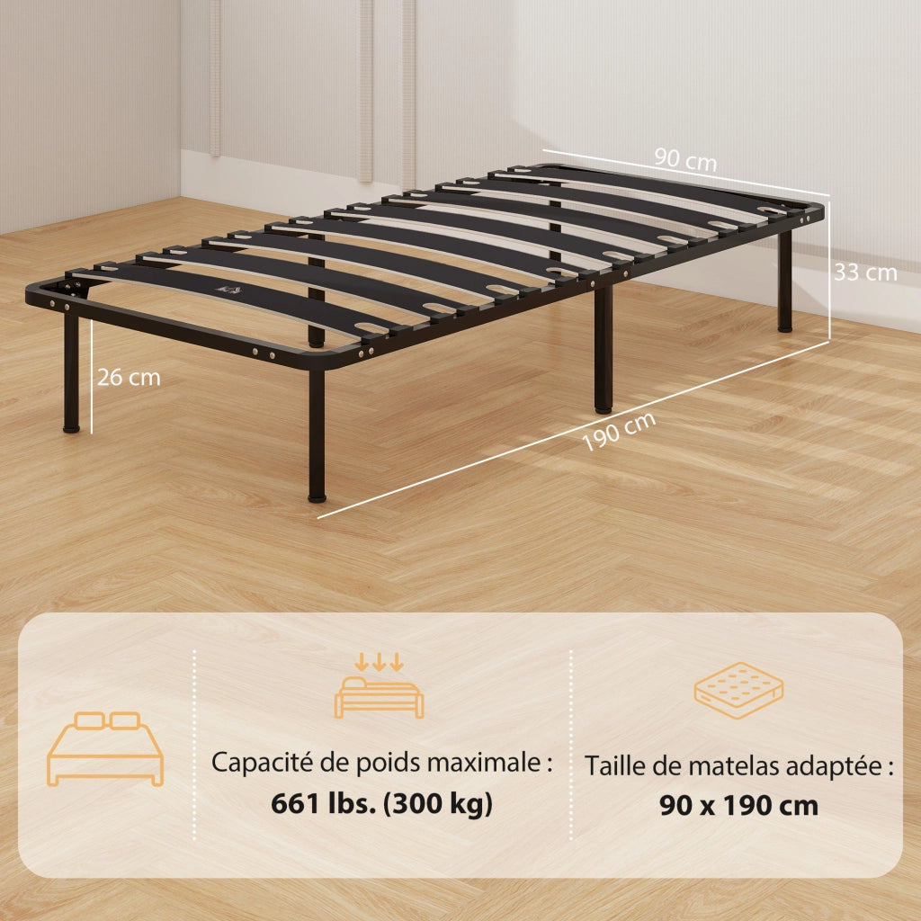 Letto singolo con rete a doghe e contenitore ¨C Minimal ¨C 90x190 cm nero