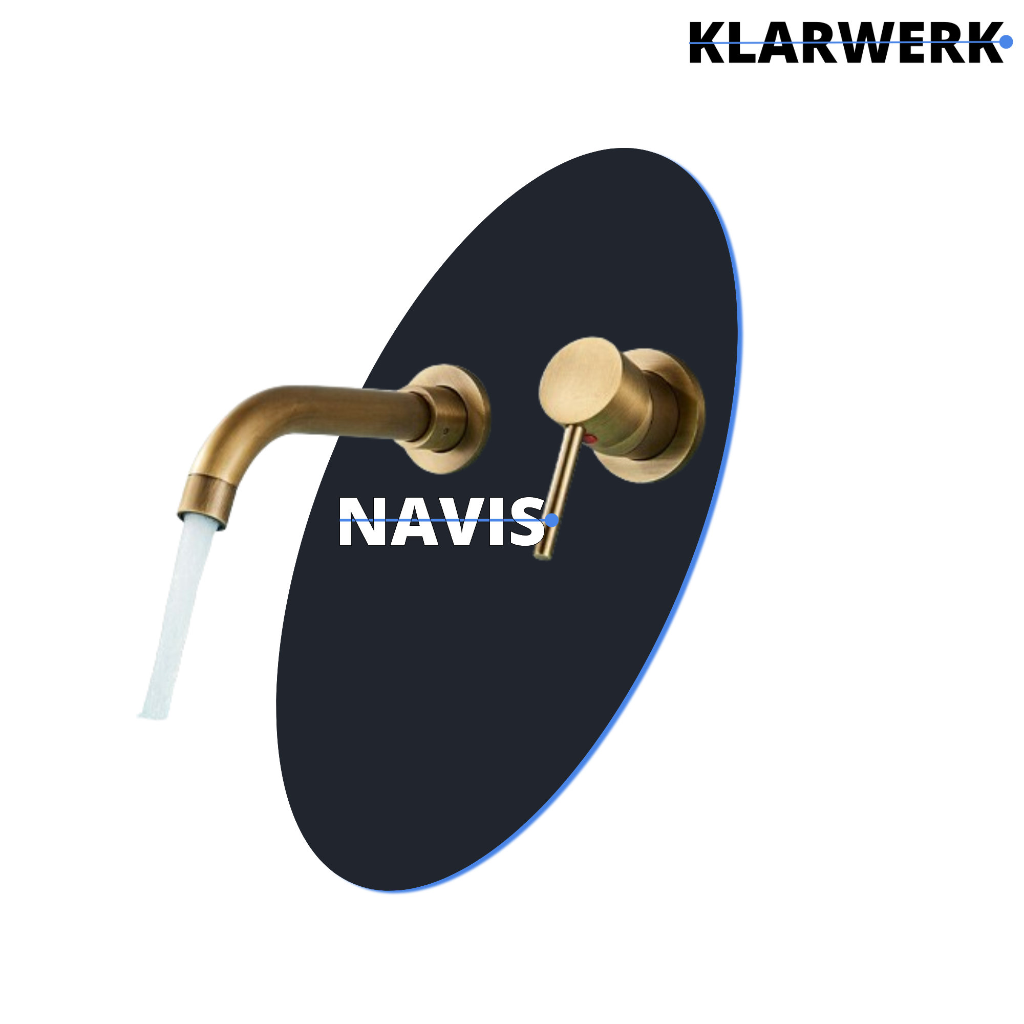 NAVIS | Rubinetteria da bagno montaggio a parete Ottone spazzolato in 2 parti | Miscelatore semplice in acciaio inox rubinetto per hotel  gastronomia