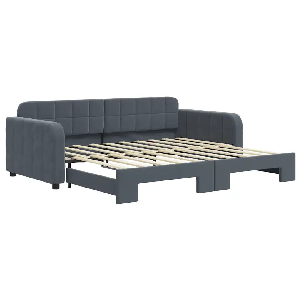 Divano Letto con Letto Estraibile Grigio Scuro 90x190cm Velluto 3196943