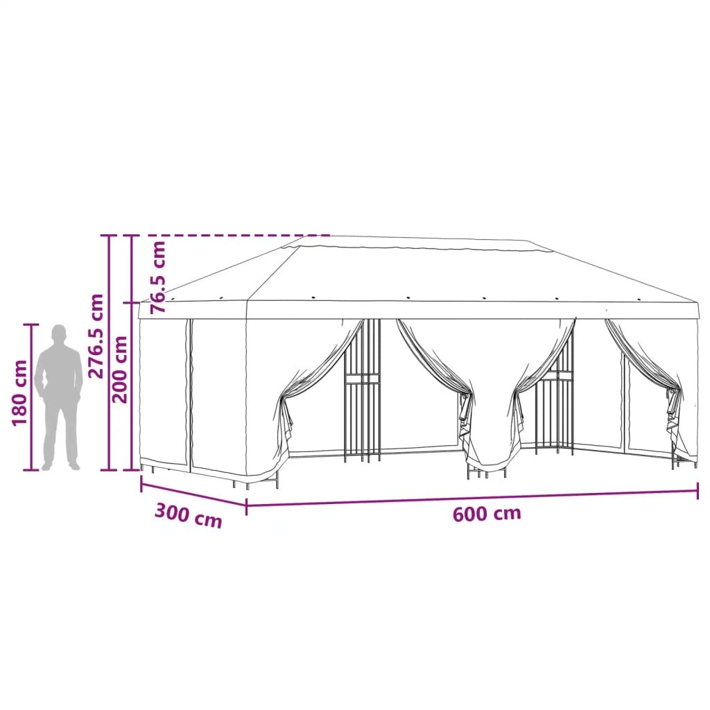 Gazebo con pareti laterali 6 x 3 m Beige Poliestere e Acciaio 3375994