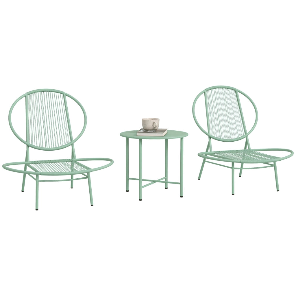Set Bistrot 3 Pezzi in Polyrattan con Sedie a Guscio ¨C Zephmum ¨C Verde