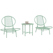 Set Bistrot 3 Pezzi in Polyrattan con Sedie a Guscio ¨C Zephmum ¨C Verde