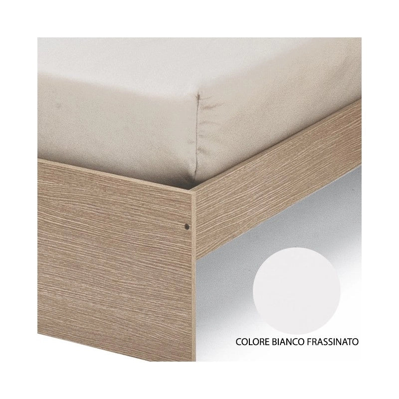 Letto singolo bianco frassinato per cameretta cm 200x85xH 98