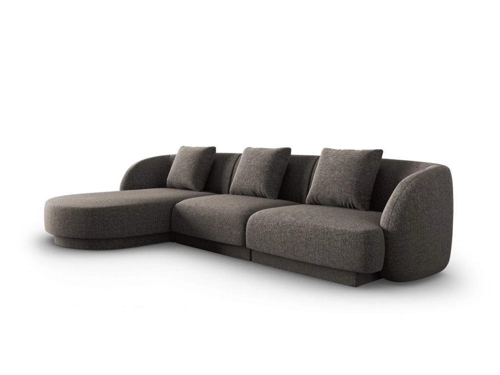 Cosmopolitan Design - Divano angolare sinistro "Tulum" 4 posti in ciniglia grigio 
