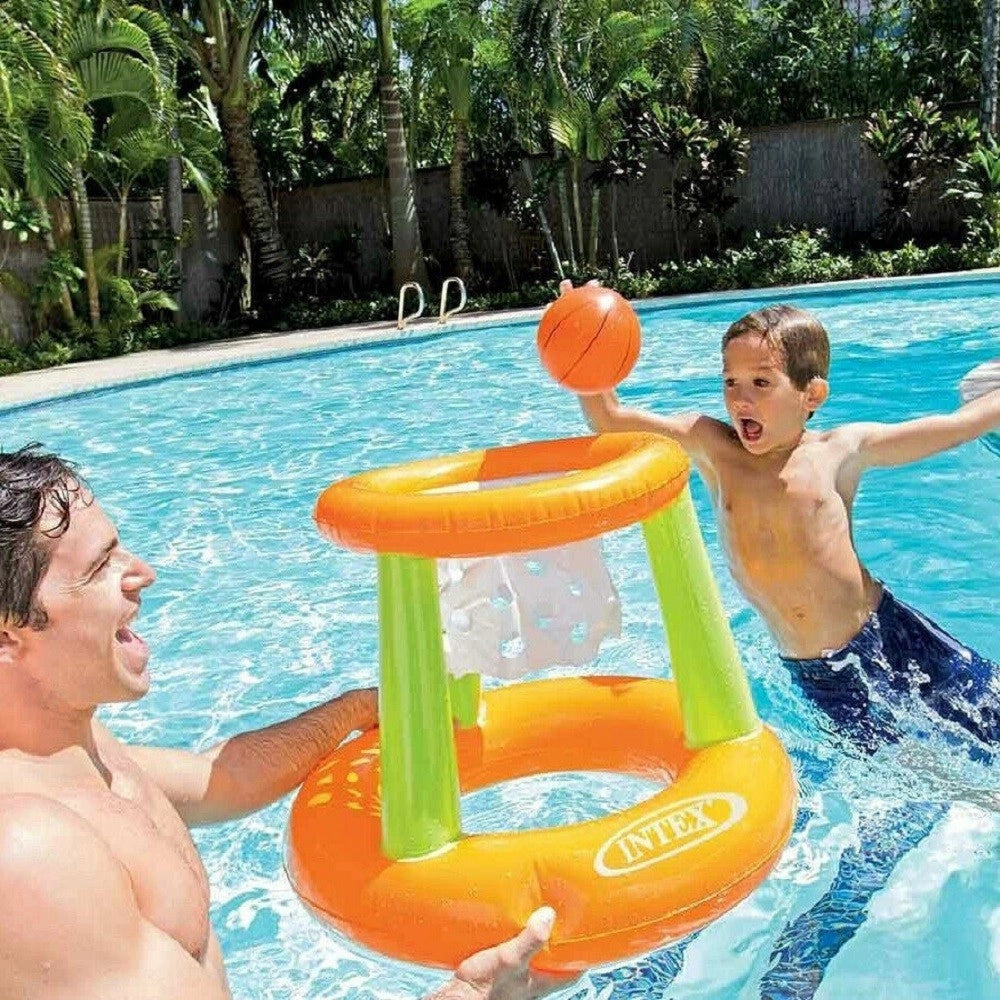 Trade Shop - Canestro Gonfiabile 58504 Con Rete 67x55cm Basket Galleggiante Mare Piscina Palla -