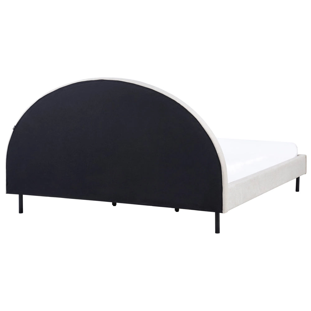 Letto Beige Chiaro Tessuto Poliestere 180 x 200 cm Base a doghe Testiera semicircolare Design minimalista retrò Camera da letto