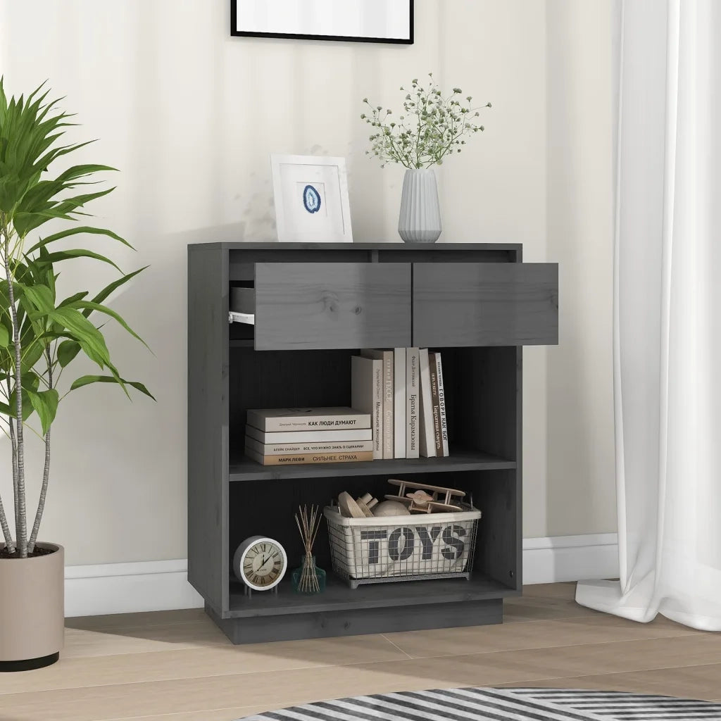 Mobile Consolle | Tavolo d'Ingresso Grigio 60x34x75 cm in Legno Massello di Pino