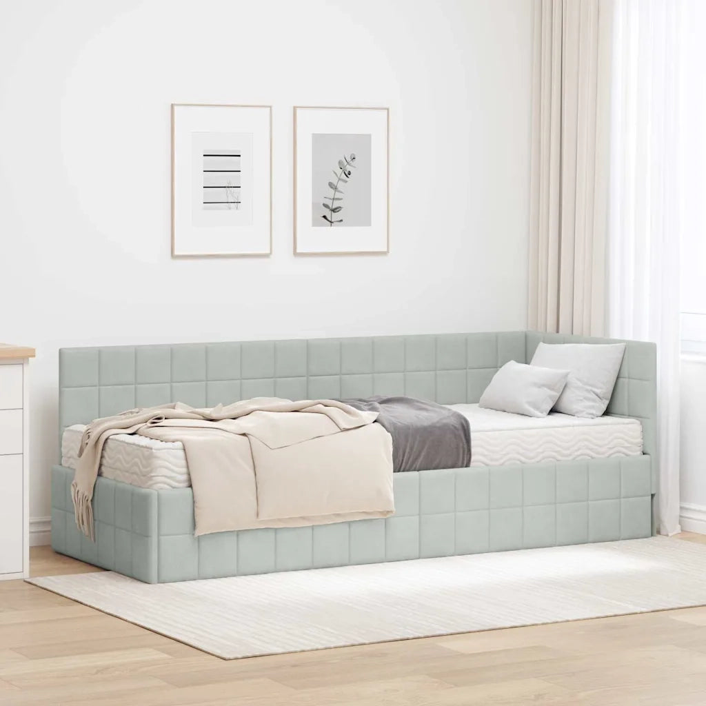 Struttura Letto Angolare con Materasso 2 pz-Giroletto con materasso Grigio chiaro 603927