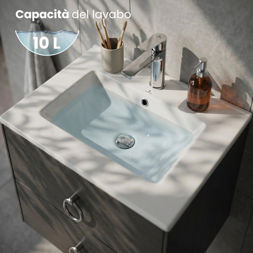Lavabo incasso rettangolare NORDIS ceramica 61 cm Bianco