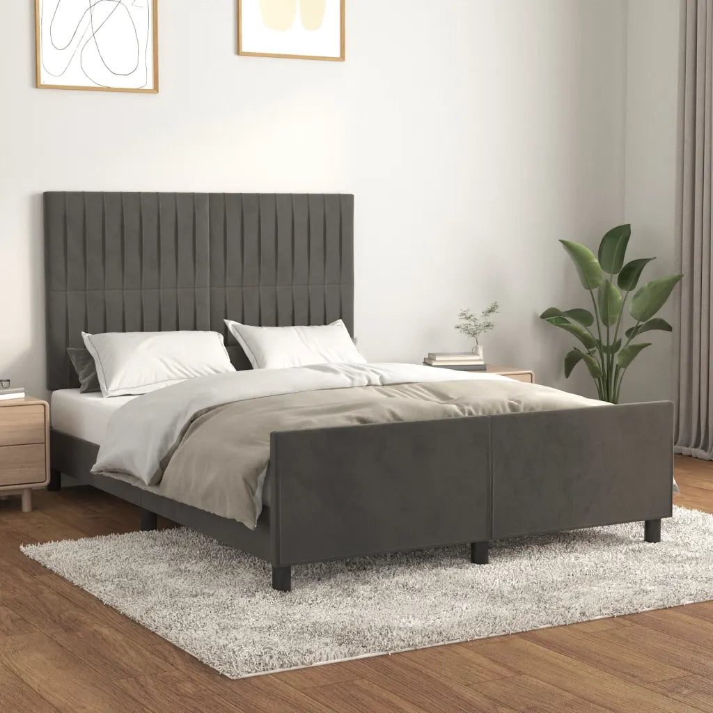 Giroletto senza Materasso Grigio Scuro 140x200 cm Velluto