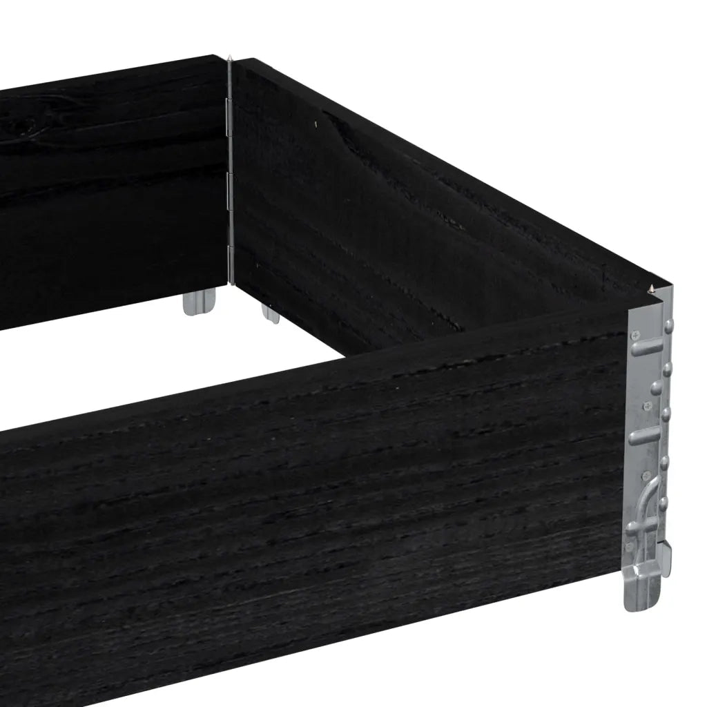 Fioriera da Giardino-Vaso da Esterno-Contenitore per Piante Nera 80x60 cm in Legno Massello di Pino
