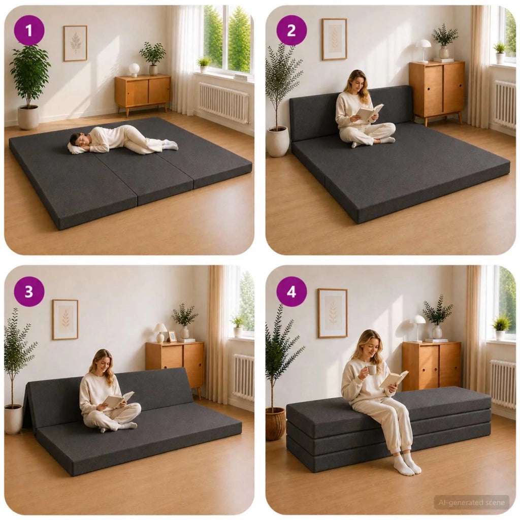 Divano Letto Pieghevole 200 x 67 x 45 cm Grigio Scuro 900257