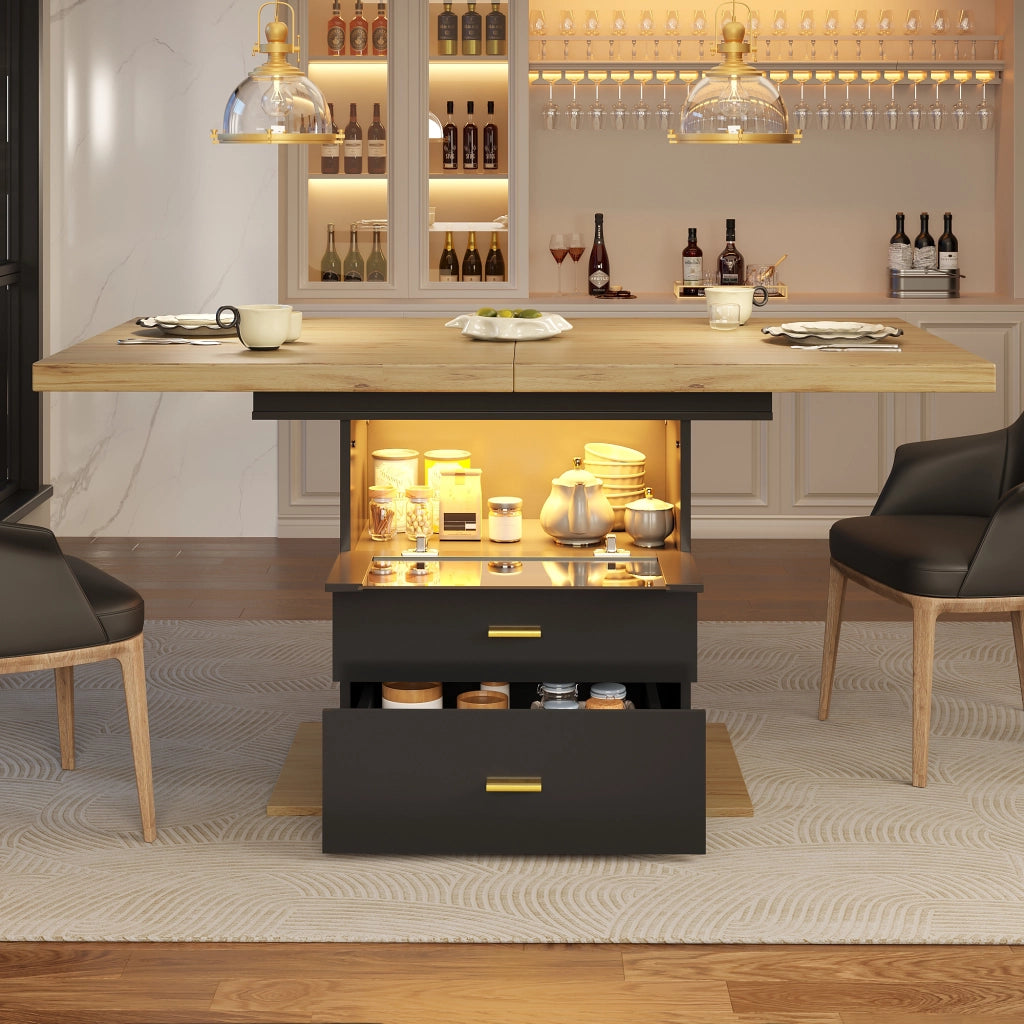 TAVOLO DA PRANZO ALLUNGABILE 110/140x80x75 cm MDF E METALLO CON LED