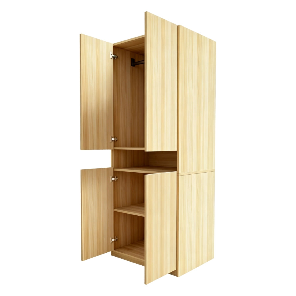 Armadio con vano LED e ampio spazio interno in MDF color legno 70 × 55 × 180 cm