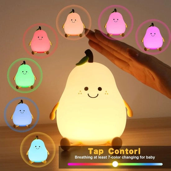 Lampadina da Notte per Bambini - 7 Colori Sfera in Silicone - Comando a Tasto - Ricarica USB e Funzione di Orario - Per Bambini e Lampada da Tavolo da Camera