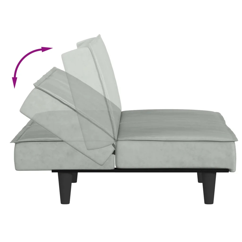 Divano letto-Sofa Letto-Daybed Grigio Chiaro in Velluto