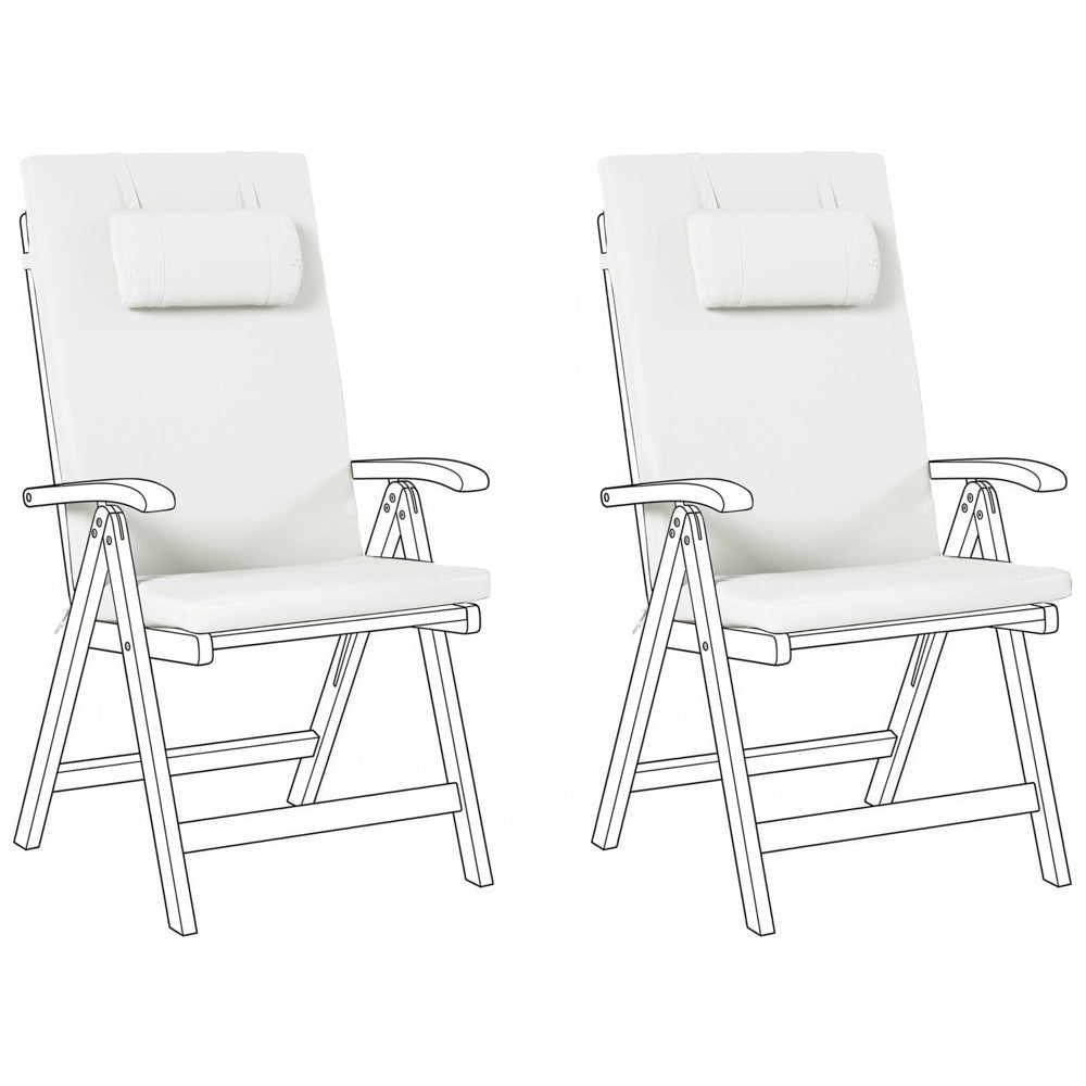Set di 2 Cuscini in Tessuto bianco sporco Cuscino per schienale in poliestere beige chiaro Design moderno Cuscino per esterni