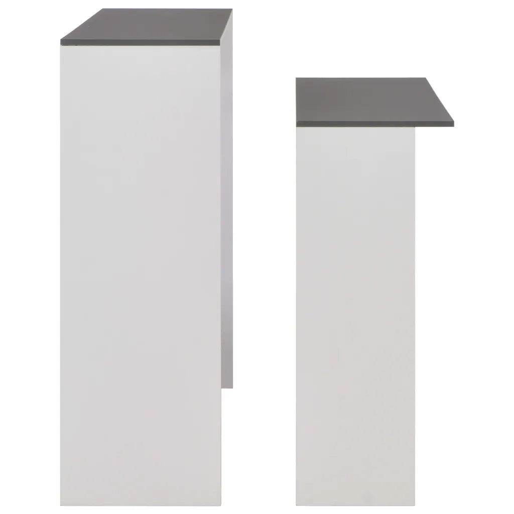 Tavolo da Bar a 2 Livelli Bianco e Grigio 130x40x120 cm cod mxl 62778
