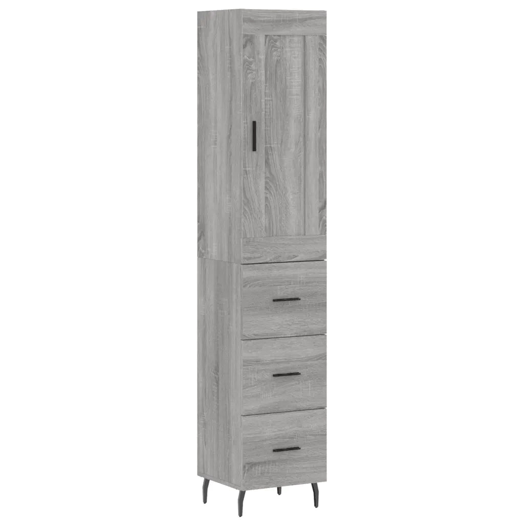 vidaXL Credenza Grigio Sonoma 34,5x34x180 cm in Legno Multistrato