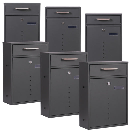 Cassetta delle lettere 2x3 V51 antracite Cassetta postale a muro Con serrature e finestre