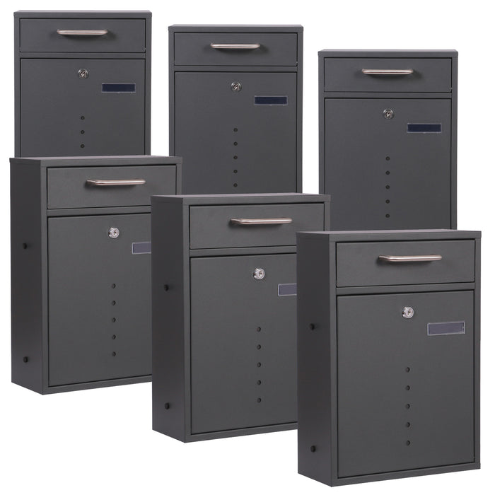 Cassetta delle lettere 2x3 V51 antracite Cassetta postale a muro Con serrature e finestre